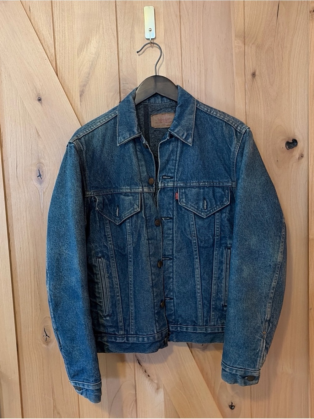 Vintage Levi's Blanket Lined Denim Jean Trucker Jacket 38 S/M Blue USA Made